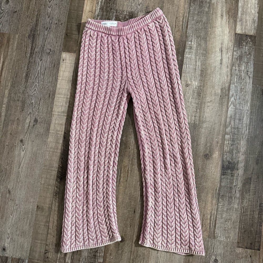 Zara Pink Cable Knit Pants- 9/10